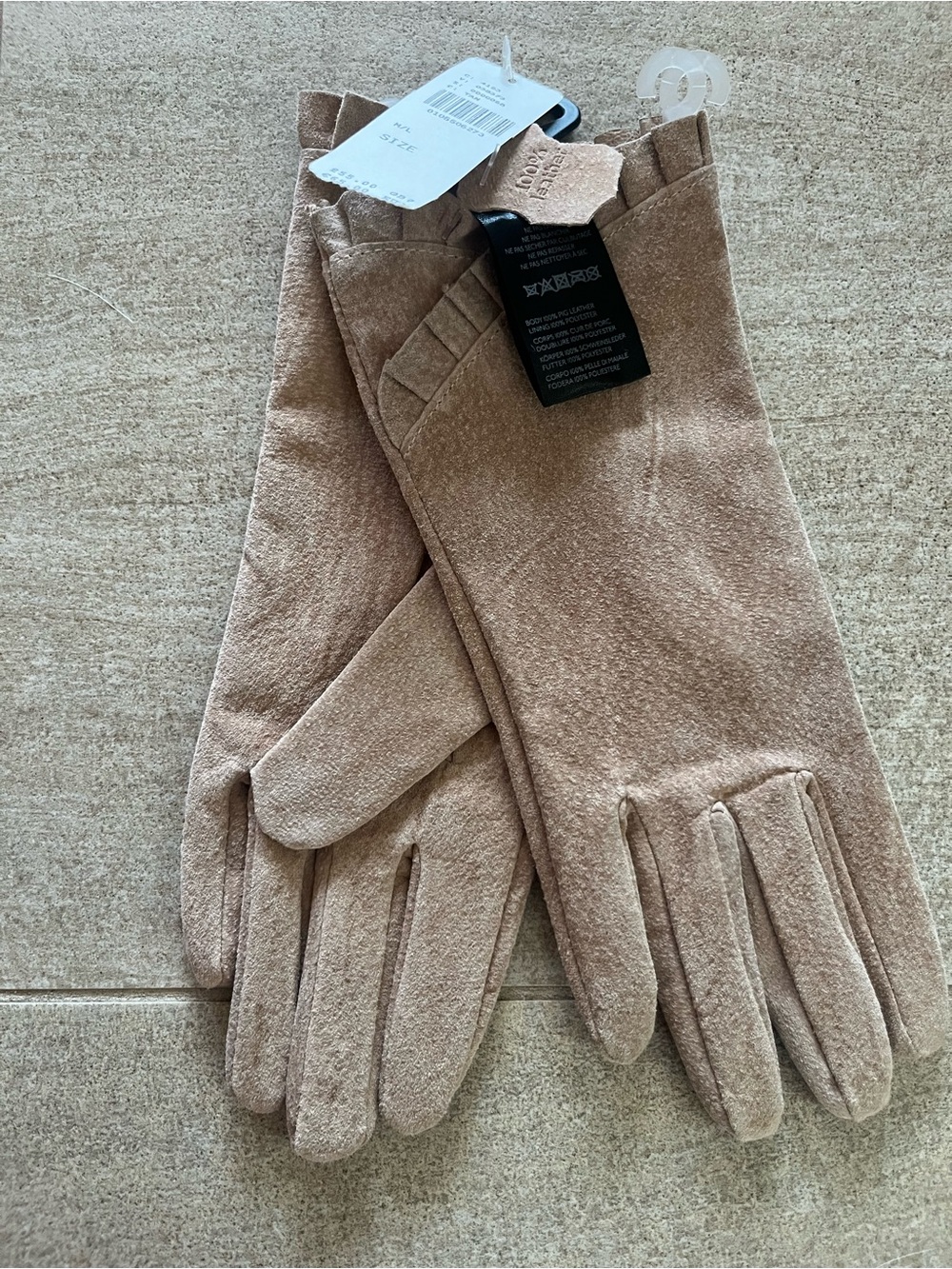 Anthropologie Suede-Look Tan Gloves
